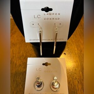 NWT Lauren Conrad silver tone bar and circle earrings